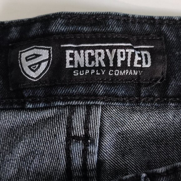 Encrypted jeans moto style indigo blue factory distressed men's size 30X32 - Picture 5 of 14